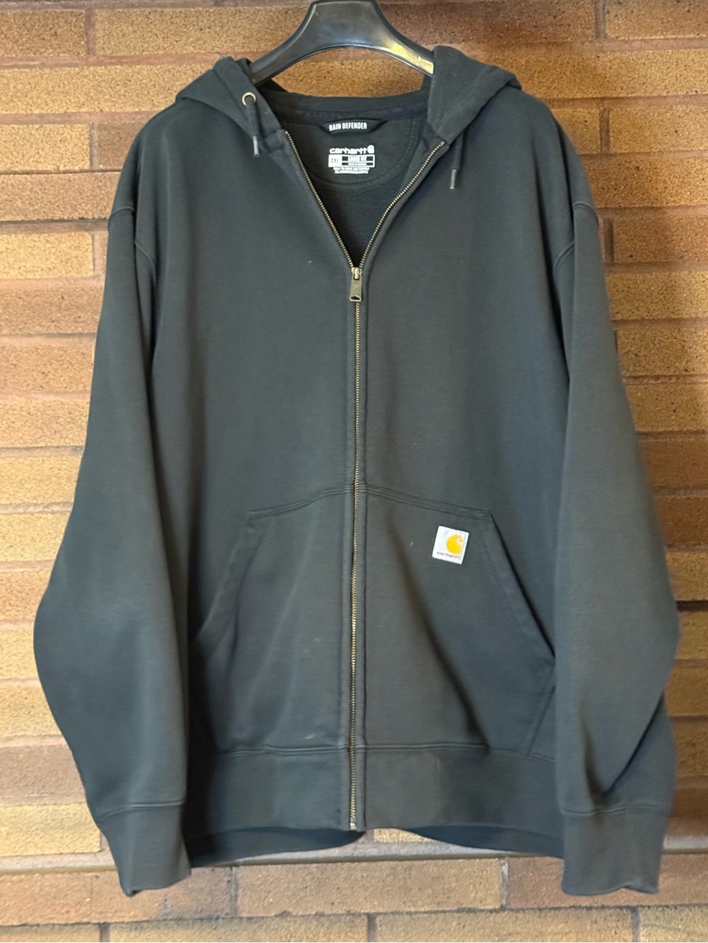 Men’s Carhartt Rain Defender Black Zip-Up Hooded Sweatshirt